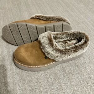 Skechers Bobs - Tan Faux Fur Lined Slip-On Shoes